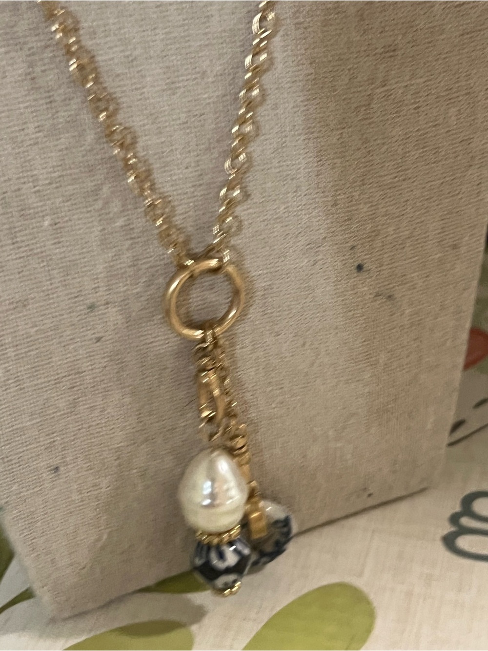 Patricia Nash Gold-Tone Necklace with Pearl and Navy Bead Charms - Picture 4 of 7